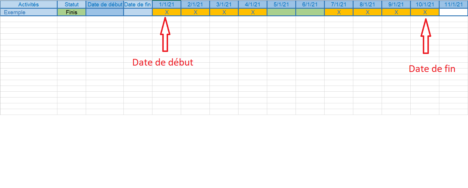 comment mettre la date excel
